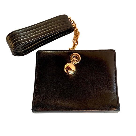 JEAN CLAUDE JITROIS PARIS PURSE MINI BAG WRISTLET BLACK LEATHER VINTAGE 1986 - Picture 3 of 6